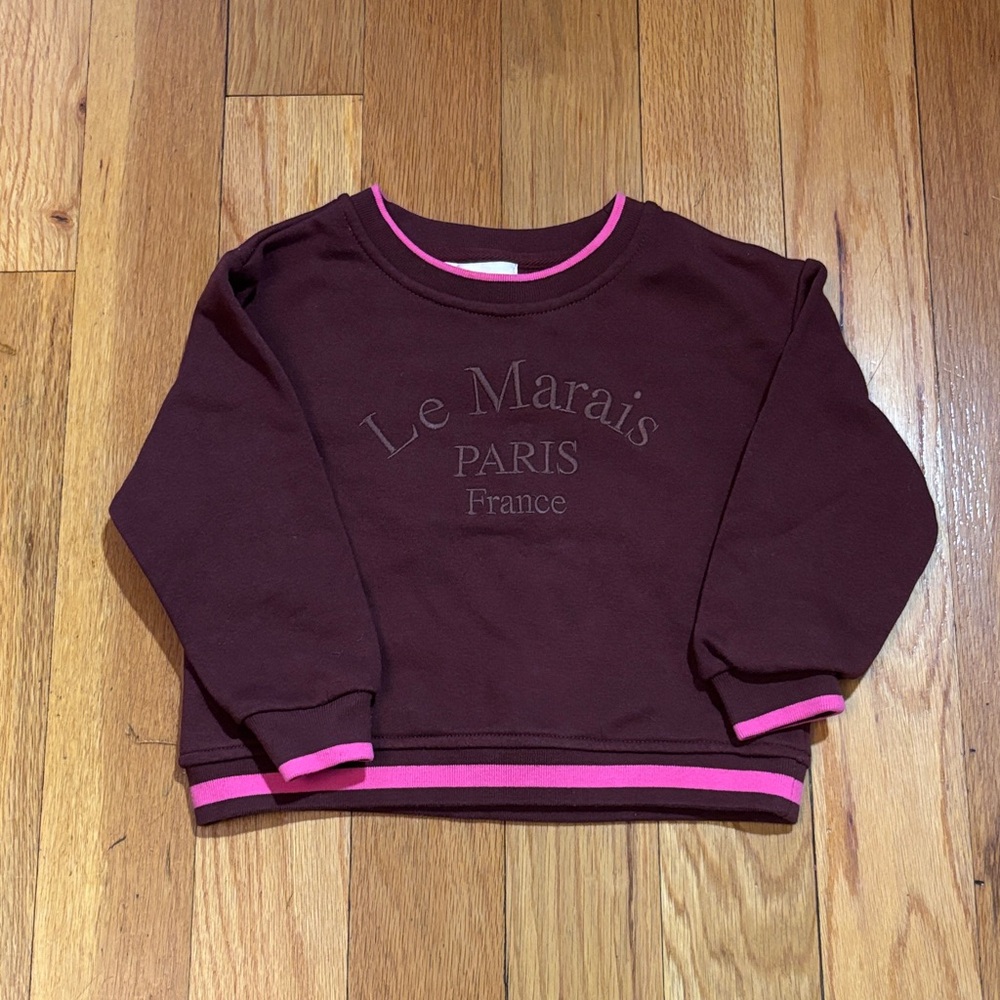 GB Girls Le Marais Paris France Brown and Pink Crewneck Sweatshirt
